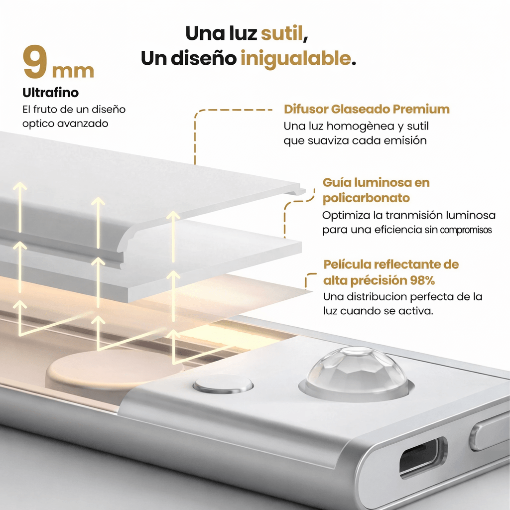 Movimiento 3.0™ | Regleta LED inalámbrica con sensor de movimiento - Isamundo