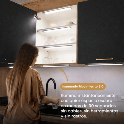 Movimiento 3.0™ | Regleta LED inalámbrica con sensor de movimiento - Isamundo
